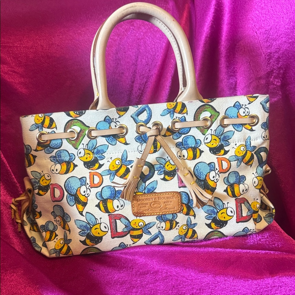 Dooney & Bourke Blue Bee Print Tote